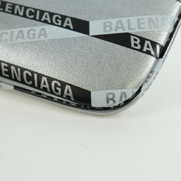 BALENCIAGA Clutch Bag Leather Silver Auth SW2267M
