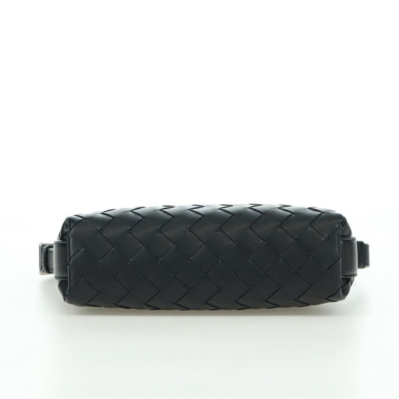 BOTTEGA VENETA INTRECCIATO Traveler Phone Pouch Bag Leather Black Auth SW2269SM