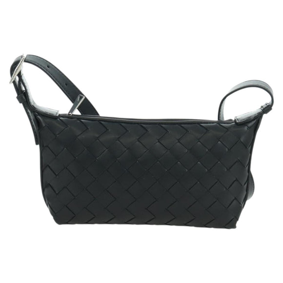 BOTTEGA VENETA INTRECCIATO Traveler Phone Pouch Bag Leather Black Auth SW2269SM