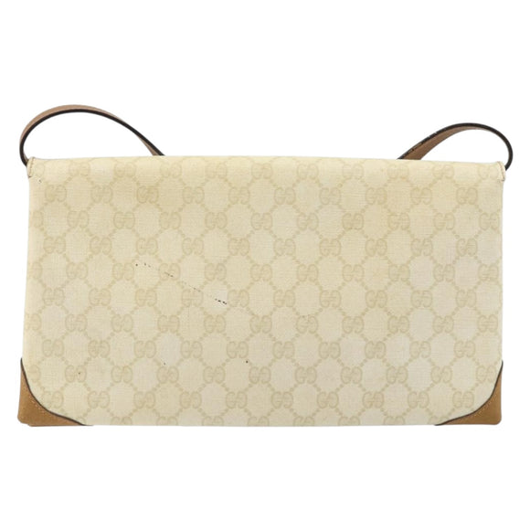 GUCCI GG Supreme Shoulder Bag PVC Ivory Gold 56 02 504 Auth SW2273