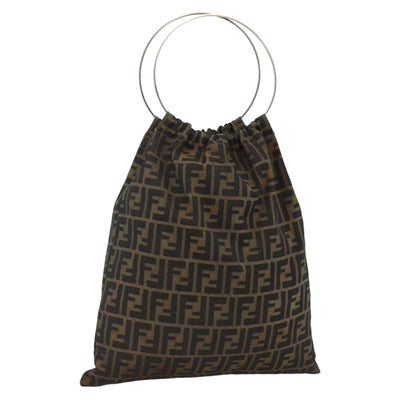 FENDI Zucca Canvas Hand Bag Brown Black Auth SW2274A