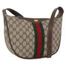 GUCCI GG Supreme Web Sherry Line Bag PVC Beige Gold 10 01 3840 Auth SW2275-1