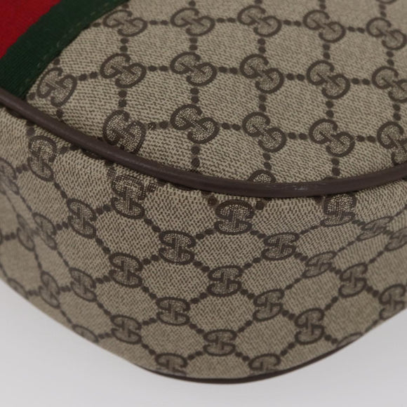 GUCCI GG Supreme Web Sherry Line Bag PVC Beige Gold 10 01 3840 Auth SW2275