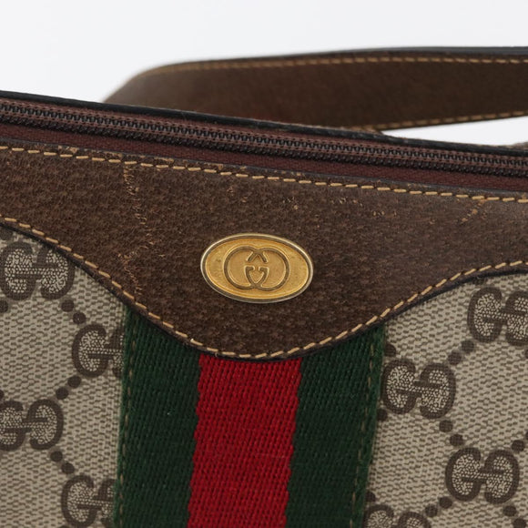 GUCCI GG Supreme Web Sherry Line Bag PVC Beige Gold 10 01 3840 Auth SW2275