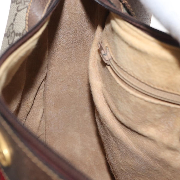 GUCCI GG Supreme Web Sherry Line Bag PVC Beige Gold 10 01 3840 Auth SW2275