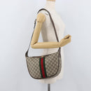 GUCCI GG Supreme Web Sherry Line Bag PVC Beige Gold 10 01 3840 Auth SW2275-23