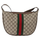GUCCI GG Supreme Web Sherry Line Bag PVC Beige Gold 10 01 3840 Auth SW2275-3