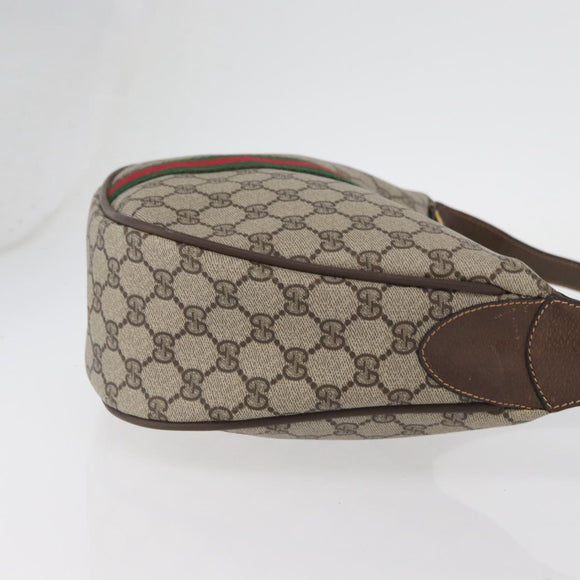 GUCCI GG Supreme Web Sherry Line Bag PVC Beige Gold 10 01 3840 Auth SW2275