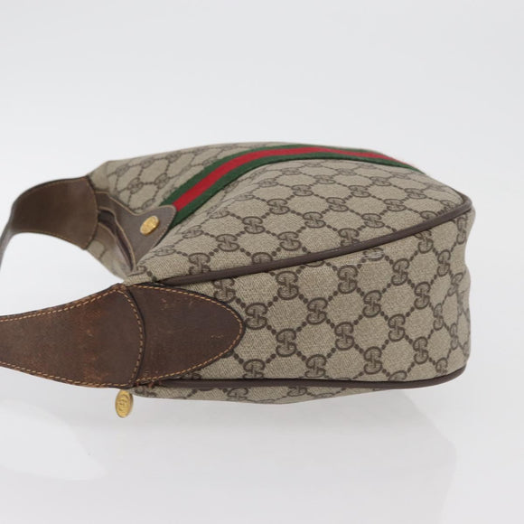 GUCCI GG Supreme Web Sherry Line Bag PVC Beige Gold 10 01 3840 Auth SW2275