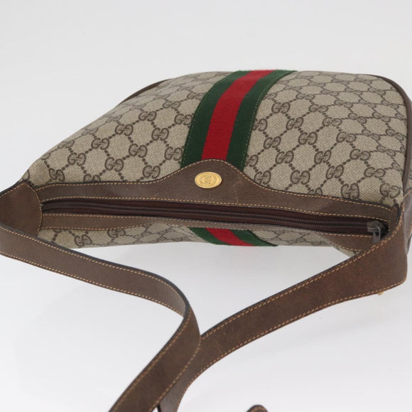GUCCI GG Supreme Web Sherry Line Bag PVC Beige Gold 10 01 3840 Auth SW2275