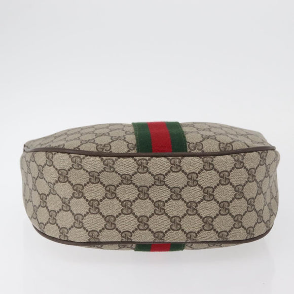 GUCCI GG Supreme Web Sherry Line Bag PVC Beige Gold 10 01 3840 Auth SW2275