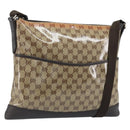 GUCCI GG Crystal Shoulder Bag Coated Canvas Beige Gold 374411 Auth SW2277A-1