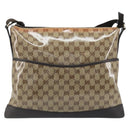GUCCI GG Crystal Shoulder Bag Coated Canvas Beige Gold 374411 Auth SW2277A-2