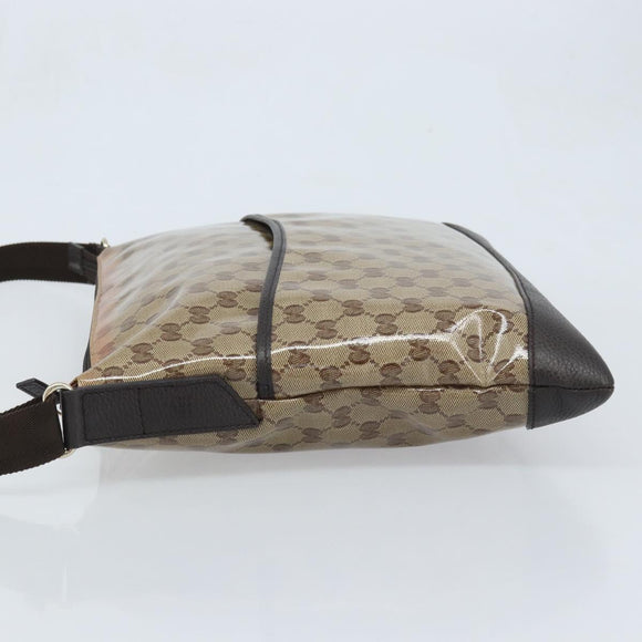 GUCCI GG Crystal Shoulder Bag Coated Canvas Beige Gold 374411 Auth SW2277A