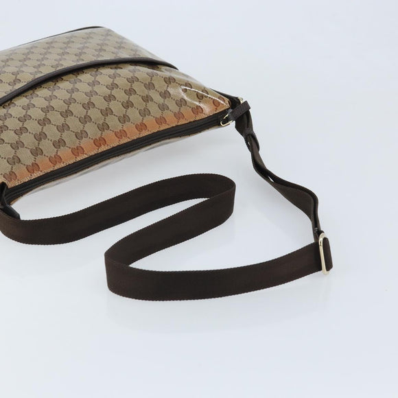 GUCCI GG Crystal Shoulder Bag Coated Canvas Beige Gold 374411 Auth SW2277A