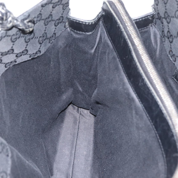 GUCCI GG Canvas Tote Bag Black Silver 109140 Auth SW2279A