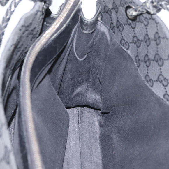 GUCCI GG Canvas Tote Bag Black Silver 109140 Auth SW2279A