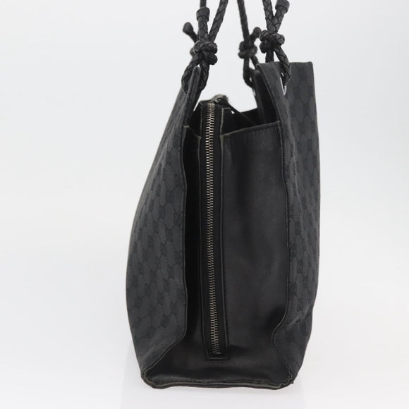GUCCI GG Canvas Tote Bag Black Silver 109140 Auth SW2279A