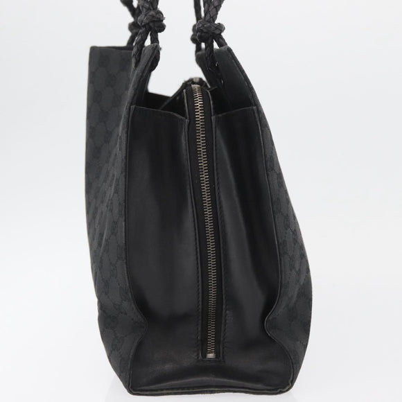 GUCCI GG Canvas Tote Bag Black Silver 109140 Auth SW2279A