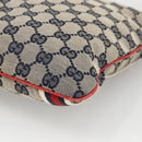 GUCCI GG Canvas Sherry Line Shoulder Bag Navy Gold Red 144388 Auth SW2281A-15