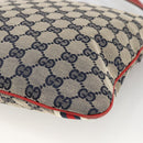 GUCCI GG Canvas Sherry Line Shoulder Bag Navy Gold Red 144388 Auth SW2281A-17