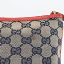 GUCCI GG Canvas Sherry Line Shoulder Bag Navy Gold Red 144388 Auth SW2281A-9