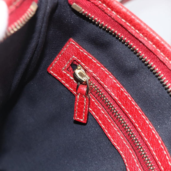 GUCCI GG Canvas Sherry Line Shoulder Bag Navy Gold Red 144388 Auth SW2281A