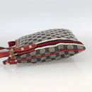 GUCCI GG Canvas Sherry Line Shoulder Bag Navy Gold Red 144388 Auth SW2281A-3