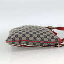 GUCCI GG Canvas Sherry Line Shoulder Bag Navy Gold Red 144388 Auth SW2281A-4