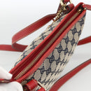 GUCCI GG Canvas Sherry Line Shoulder Bag Navy Gold Red 144388 Auth SW2281A-6