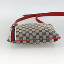 GUCCI GG Canvas Sherry Line Shoulder Bag Navy Gold Red 144388 Auth SW2281A-5