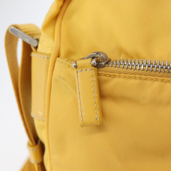 PRADA Shoulder Bag Nylon Yellow Silver Auth SW2282A