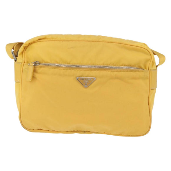 PRADA Shoulder Bag Nylon Yellow Silver Auth SW2282A
