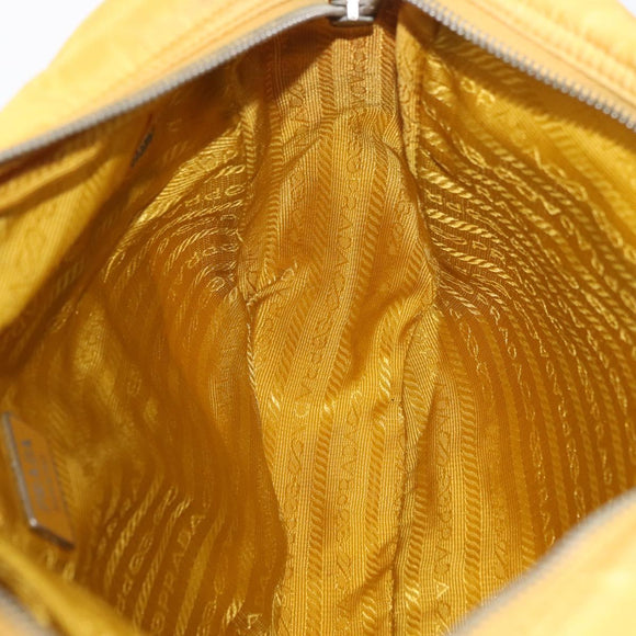 PRADA Shoulder Bag Nylon Yellow Silver Auth SW2282A