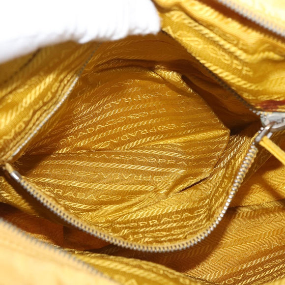 PRADA Shoulder Bag Nylon Yellow Silver Auth SW2282A