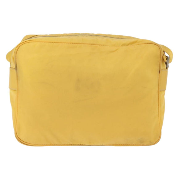 PRADA Shoulder Bag Nylon Yellow Silver Auth SW2282A