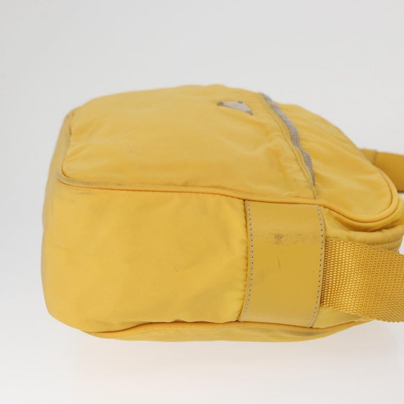 PRADA Shoulder Bag Nylon Yellow Silver Auth SW2282A