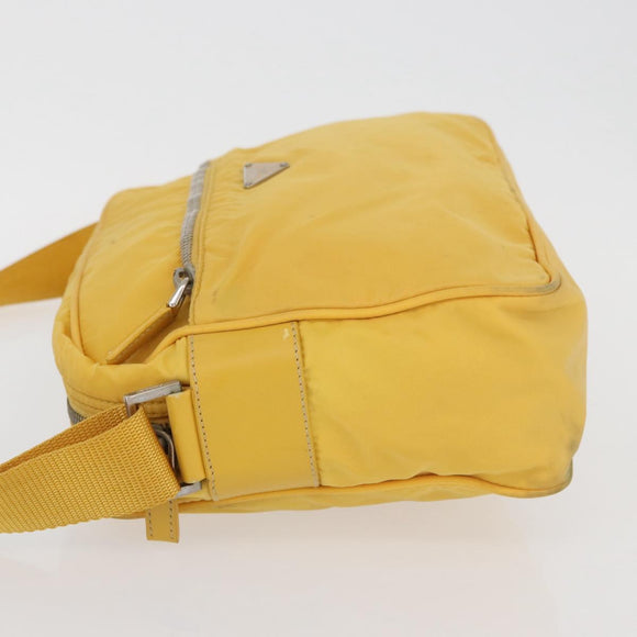 PRADA Shoulder Bag Nylon Yellow Silver Auth SW2282A