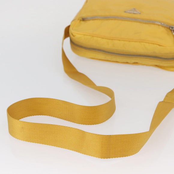 PRADA Shoulder Bag Nylon Yellow Silver Auth SW2282A