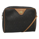 Christian Dior Honeycomb Canvas Shoulder Bag Black Gold Auth sw229-1
