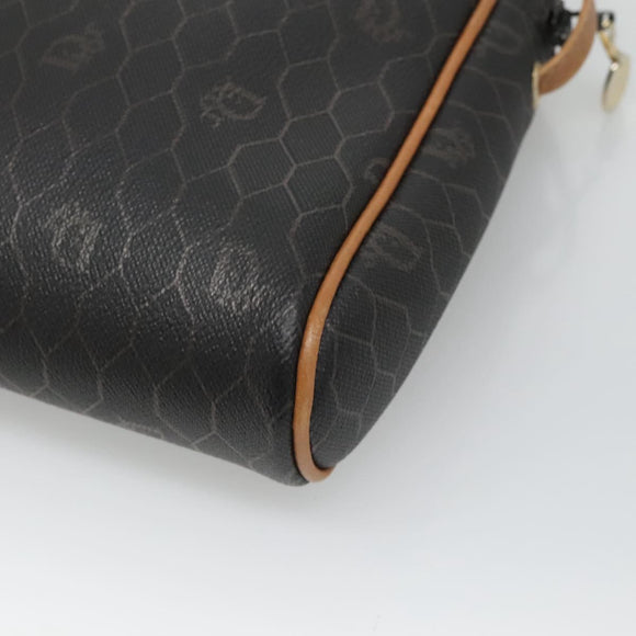 Christian Dior Honeycomb Canvas Shoulder Bag Black Gold Auth sw229