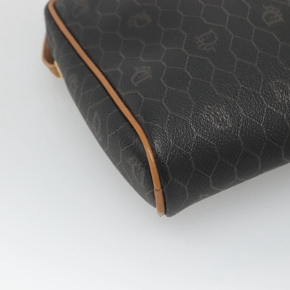 Christian Dior Honeycomb Canvas Shoulder Bag Black Gold Auth sw229