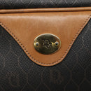 Christian Dior Honeycomb Canvas Shoulder Bag Black Gold Auth sw229-17