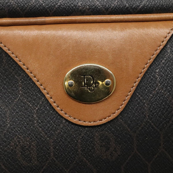 Christian Dior Honeycomb Canvas Shoulder Bag Black Gold Auth sw229