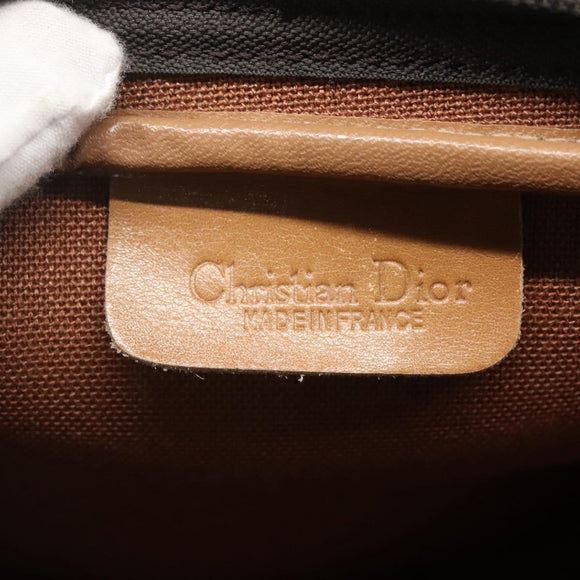 Christian Dior Honeycomb Canvas Shoulder Bag Black Gold Auth sw229