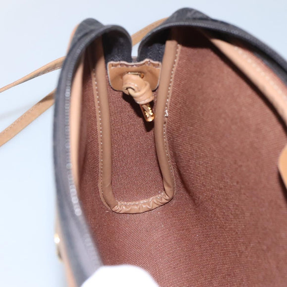 Christian Dior Honeycomb Canvas Shoulder Bag Black Gold Auth sw229