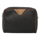 Christian Dior Honeycomb Canvas Shoulder Bag Black Gold Auth sw229-2