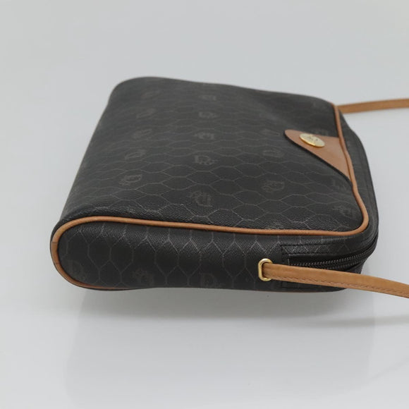 Christian Dior Honeycomb Canvas Shoulder Bag Black Gold Auth sw229