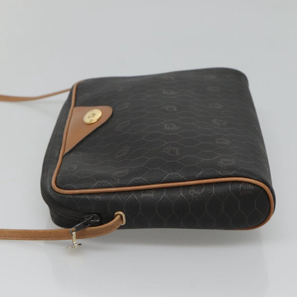 Christian Dior Honeycomb Canvas Shoulder Bag Black Gold Auth sw229