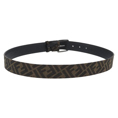 FENDI Zucca Canvas Belt 41.3"" Black Brown 7C0497 Auth SW2291A - 0